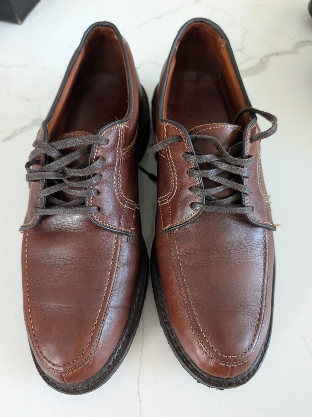 Allen Edmonds Wilbert Congac Leather Split Toe Oxford 10 M comfort Dress Shoe